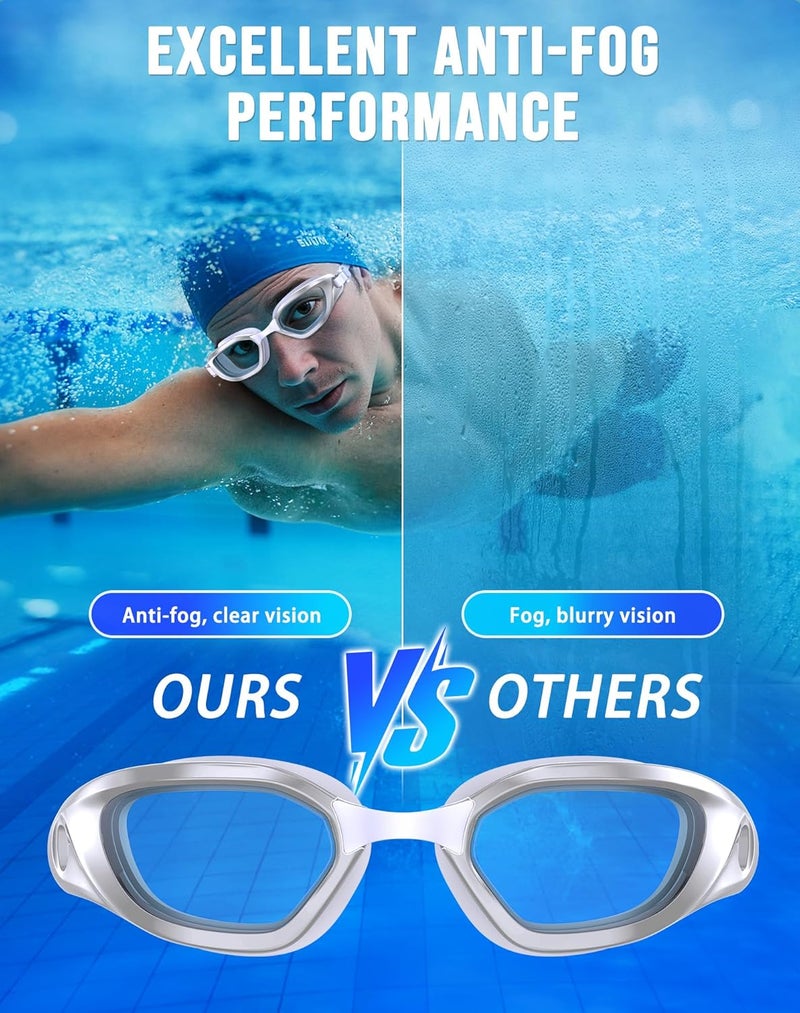 Vegemono Swim Goggles, Unisex Adult Swimming Goggles Anti Fog Anti UV No Leakage Wide View for Men Women Youth - Image 3